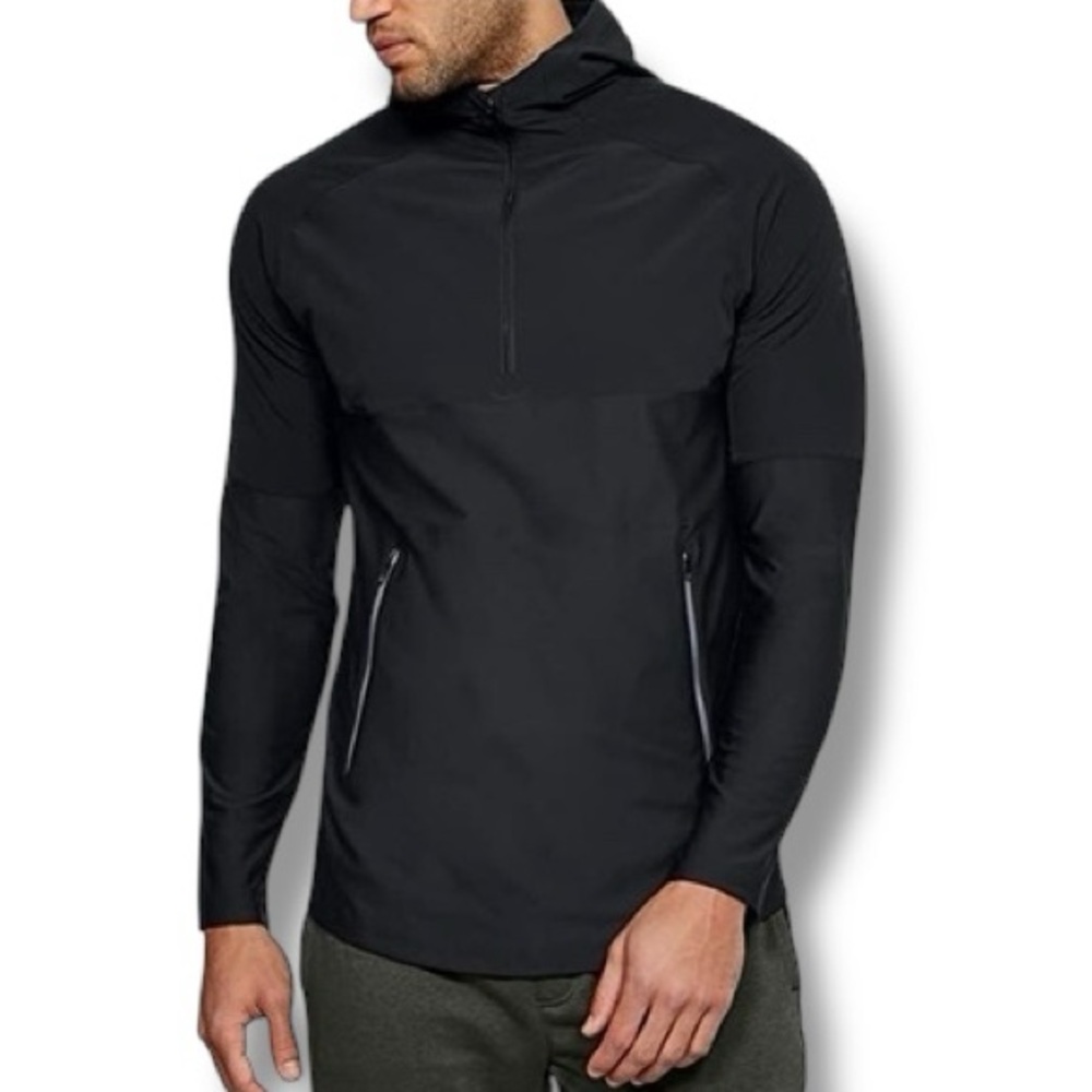 UNDER ARMOUR Black Threadborne Vanish Hooded Fitted Pullover